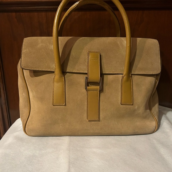 Tan and Brown Leather Satchel